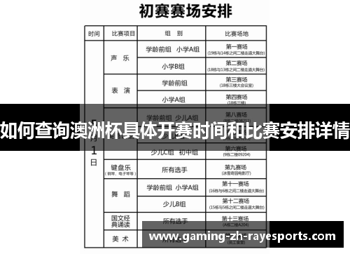 如何查询澳洲杯具体开赛时间和比赛安排详情